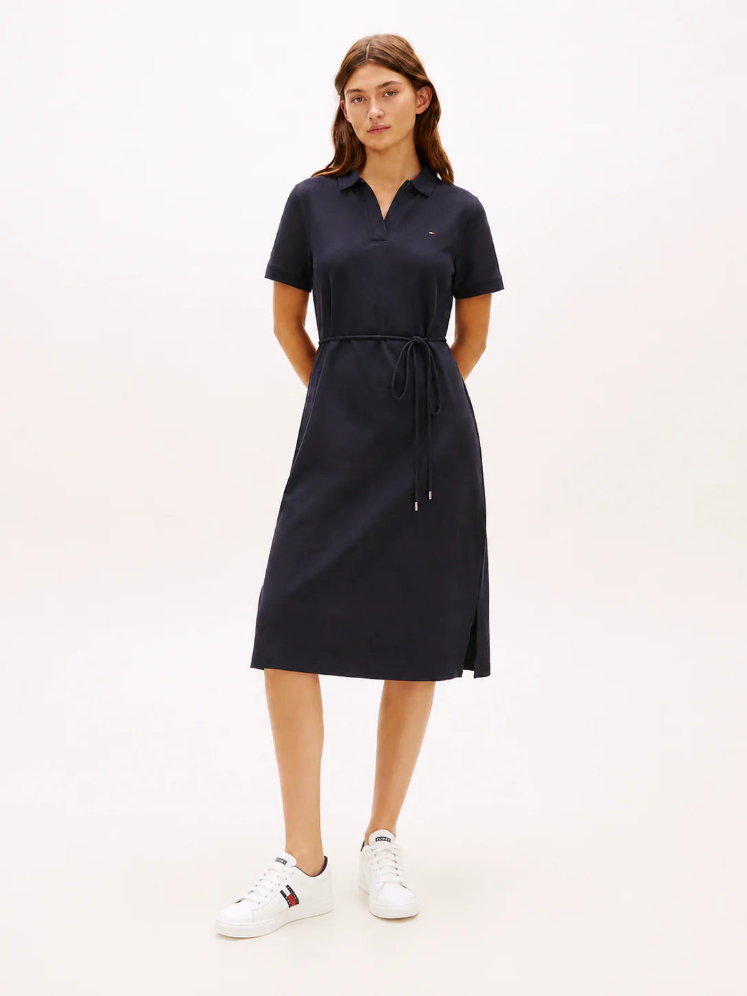 Tommy Hilfiger Elegant Polo Collar Navy Dress