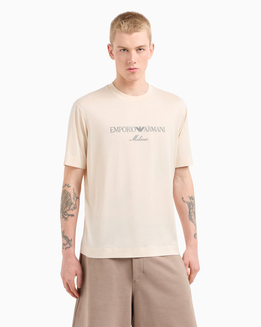 Emporio Armani JERSEY-LYOCELL BLEND T-SHIRT WITH ASV LOGO EMBROIDERY