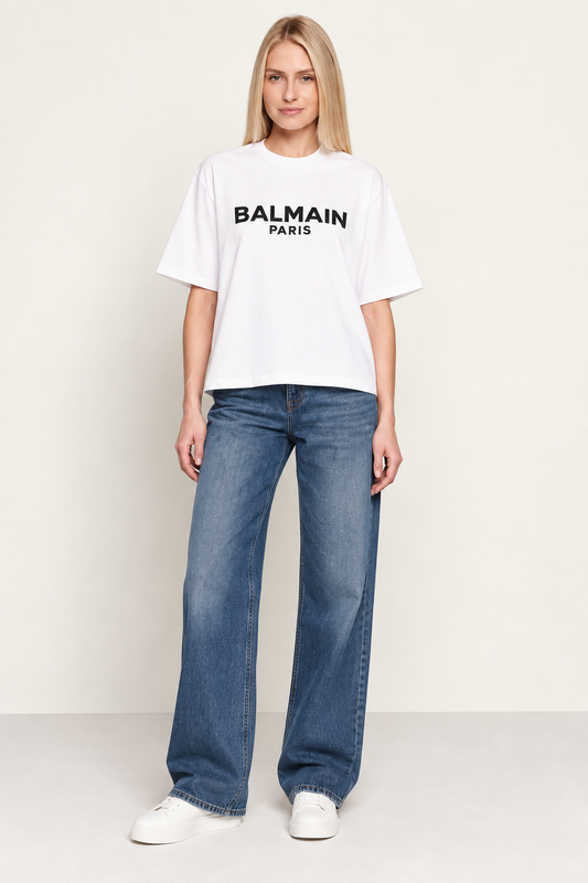 BALMAIN PARIS White Cotton Tshirt