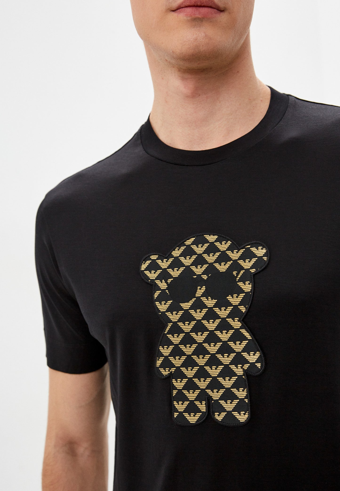 EMPORIO ARMANI Ogo-Bear Crewneck T-Shirt - Black SLIM FIT
