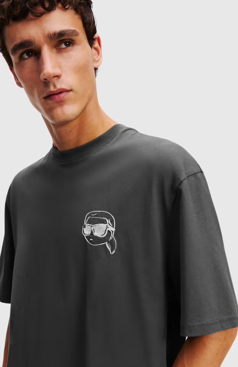 KARL LAGERFELD Big Ikon T-Shirt Dark Gray Oversized