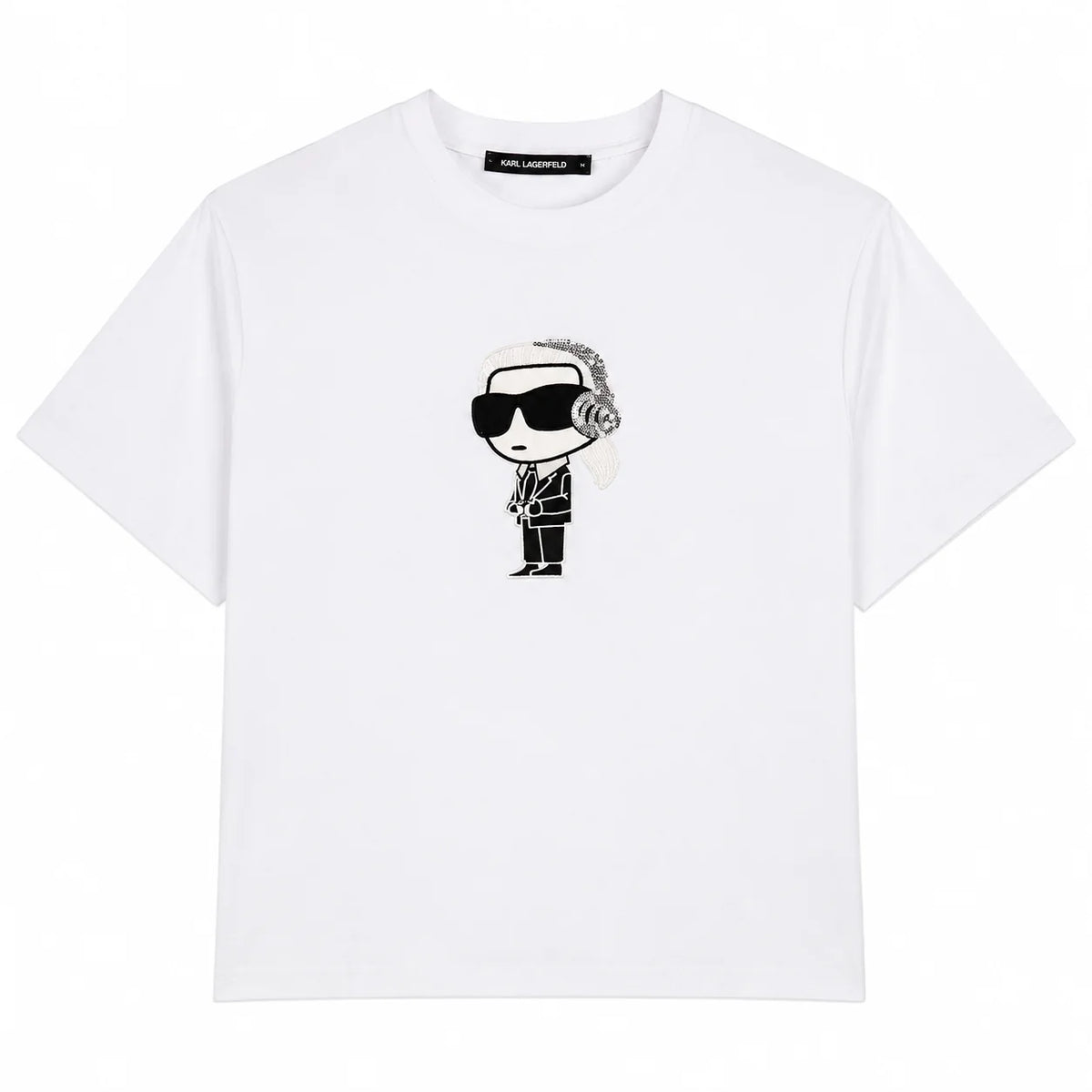 Karl Lagerfeld Women’s White Graphic T-Shirt – oversized Fit