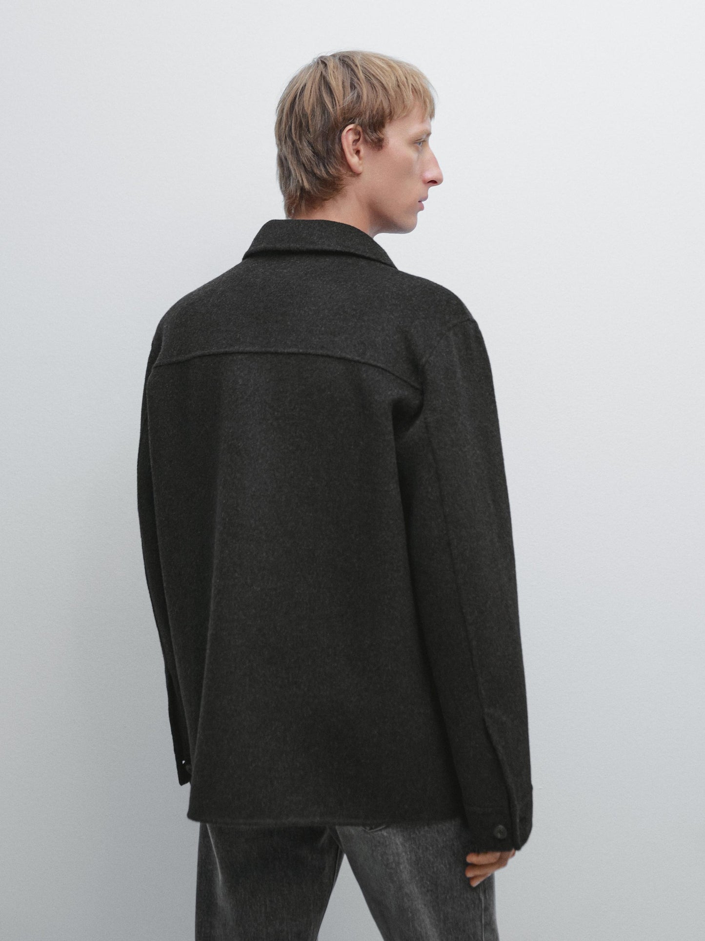 Massimo Dutti DOUBLE WOOL BLEND JACKET WITH POCKETS