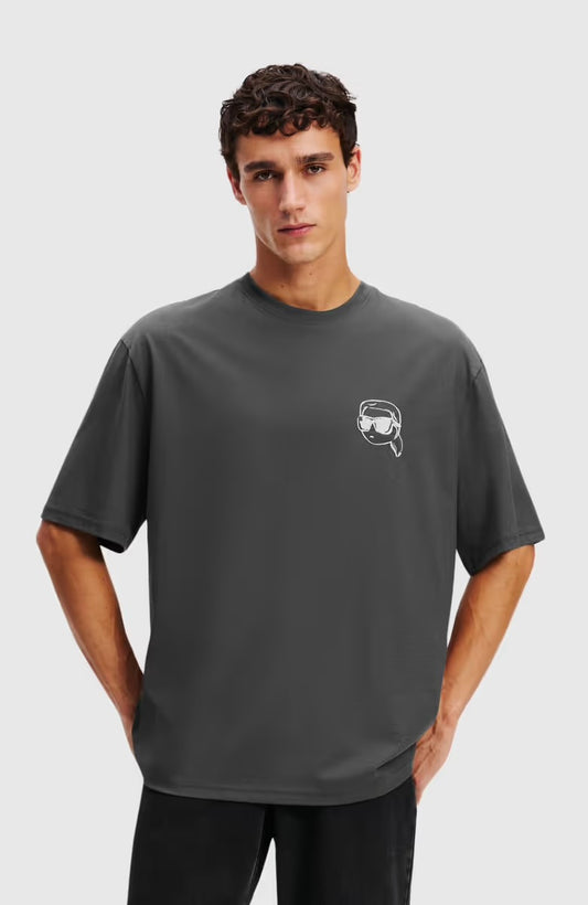KARL LAGERFELD Big Ikon T-Shirt Dark Gray Oversized