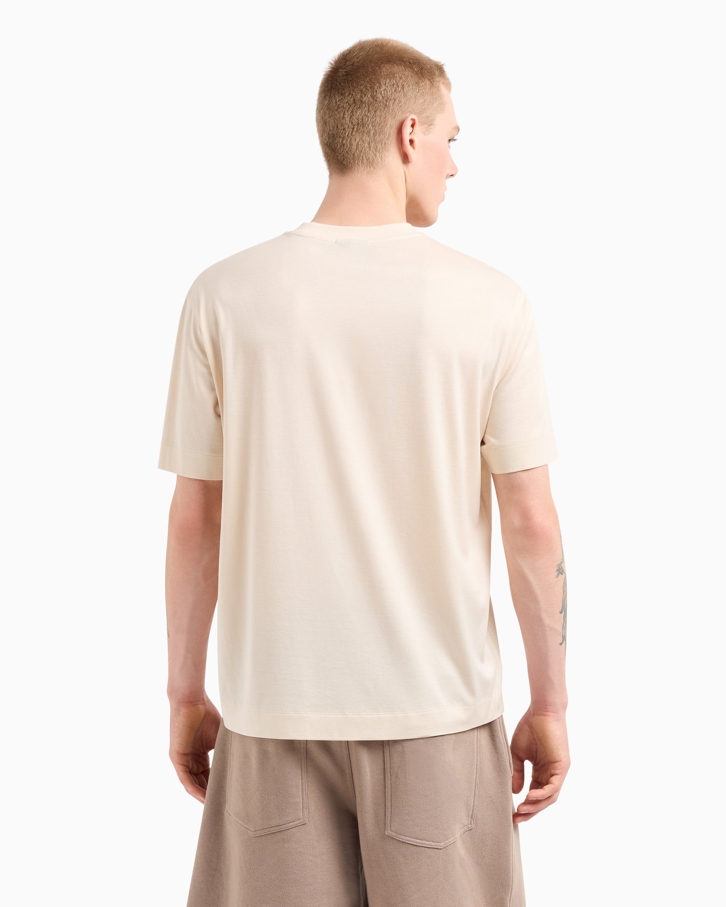 Emporio Armani JERSEY-LYOCELL BLEND T-SHIRT WITH ASV LOGO EMBROIDERY
