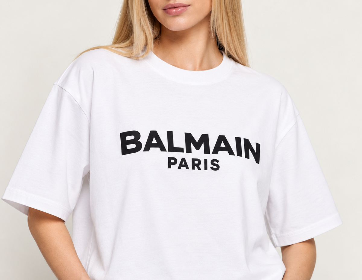 BALMAIN PARIS White Cotton Tshirt