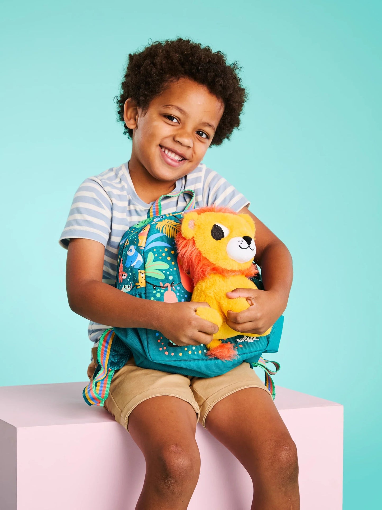 Smiggle Green Big Dreams Teeny Tiny Backpack With Detachable Plush Toy