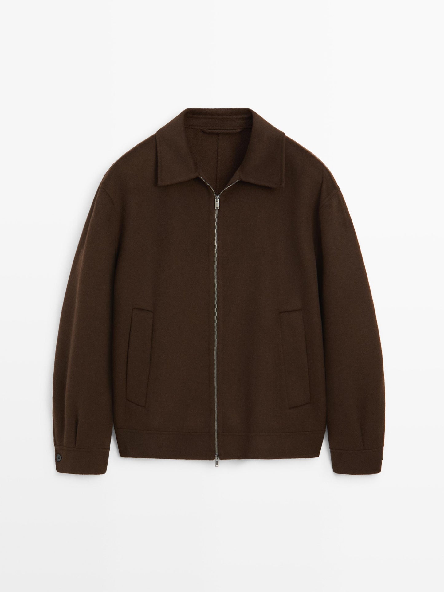 Massimo dutti DOUBLE WOOL BLEND JACKET WITH ZIP DETAIL chocolate