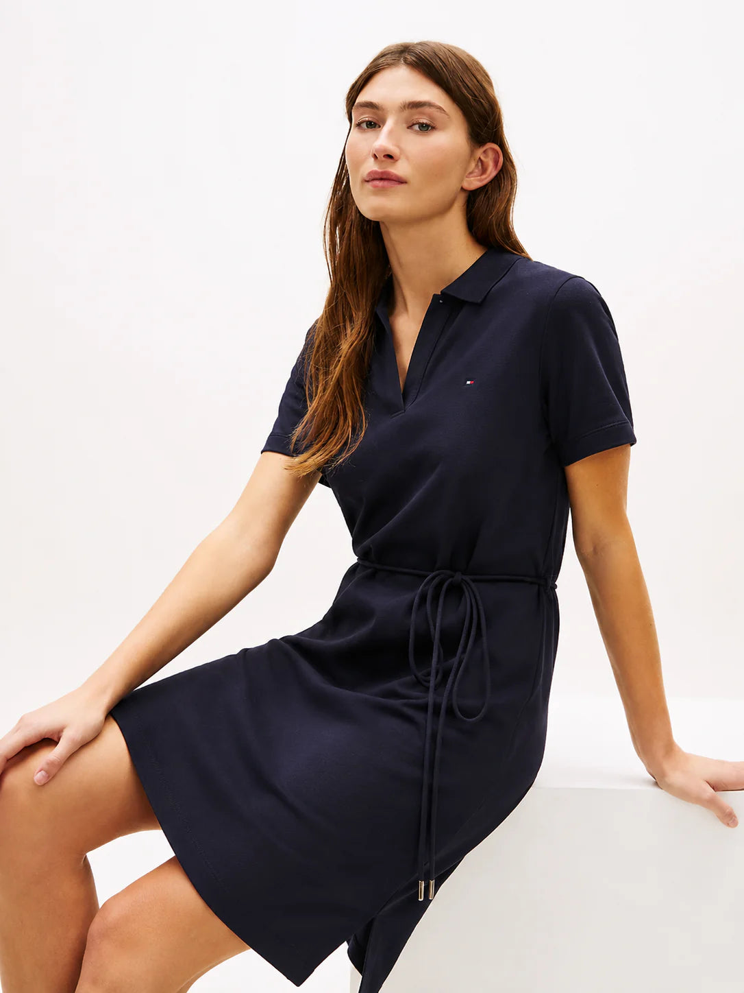 Tommy Hilfiger Elegant Polo Collar Navy Dress