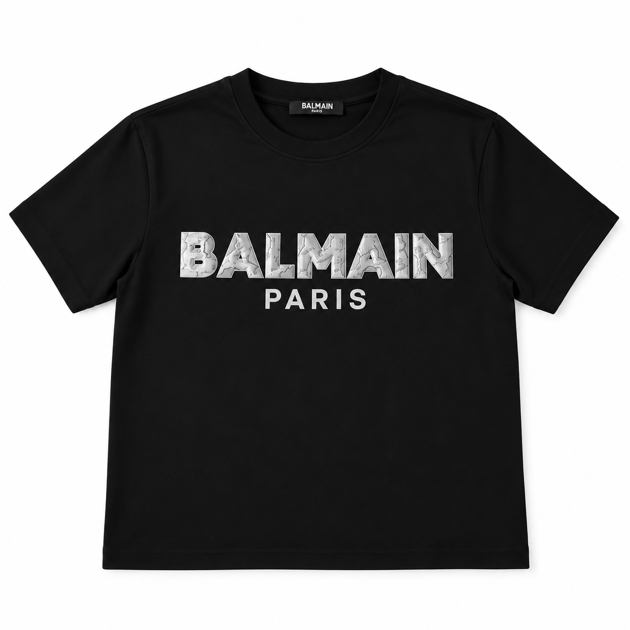 BALMAIN PARIS cotton T-shirt  Silver Logo