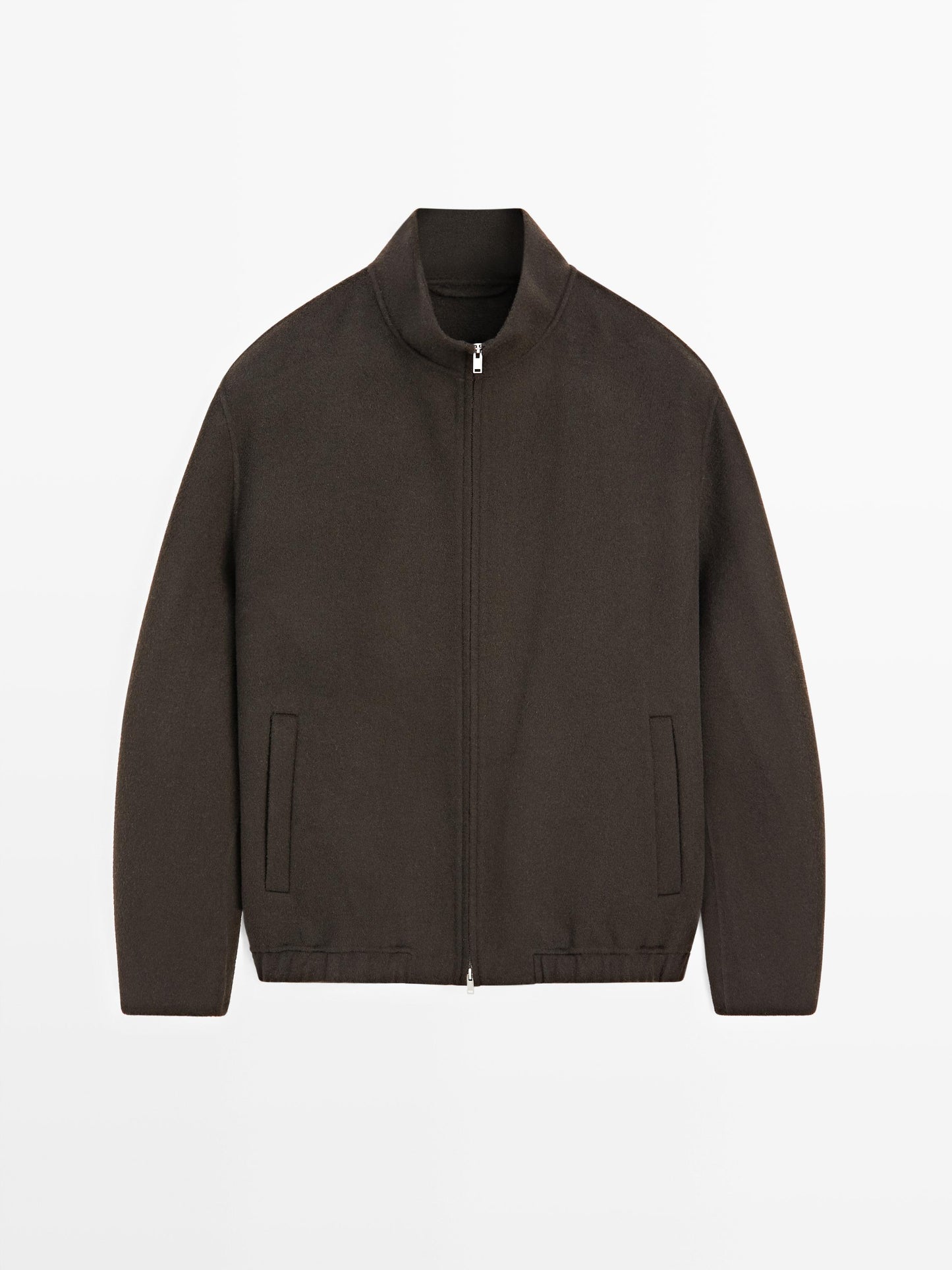 Massimo dutti WOOL BLEND HIGH NECK JACKET chocolate