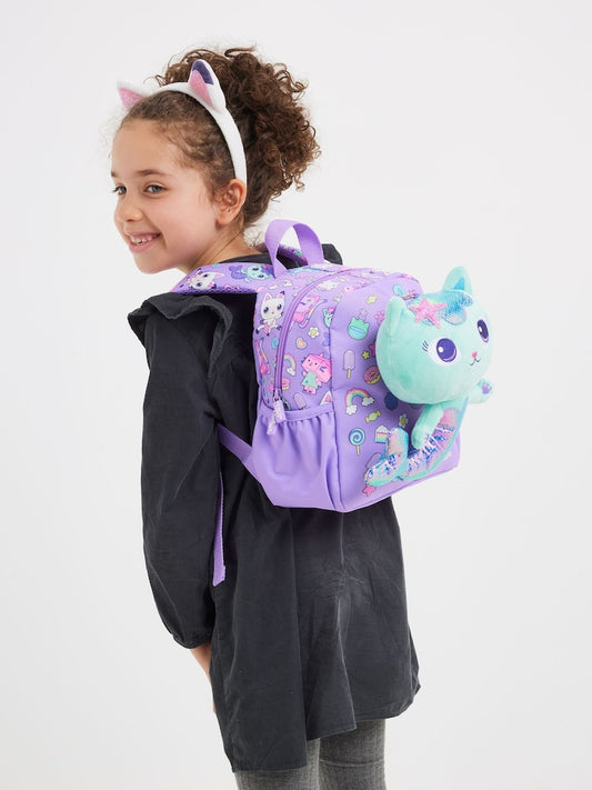Smiggle Purple Gabbys Dollhouse Teeny Tiny Backpack With Removable Plush Toy