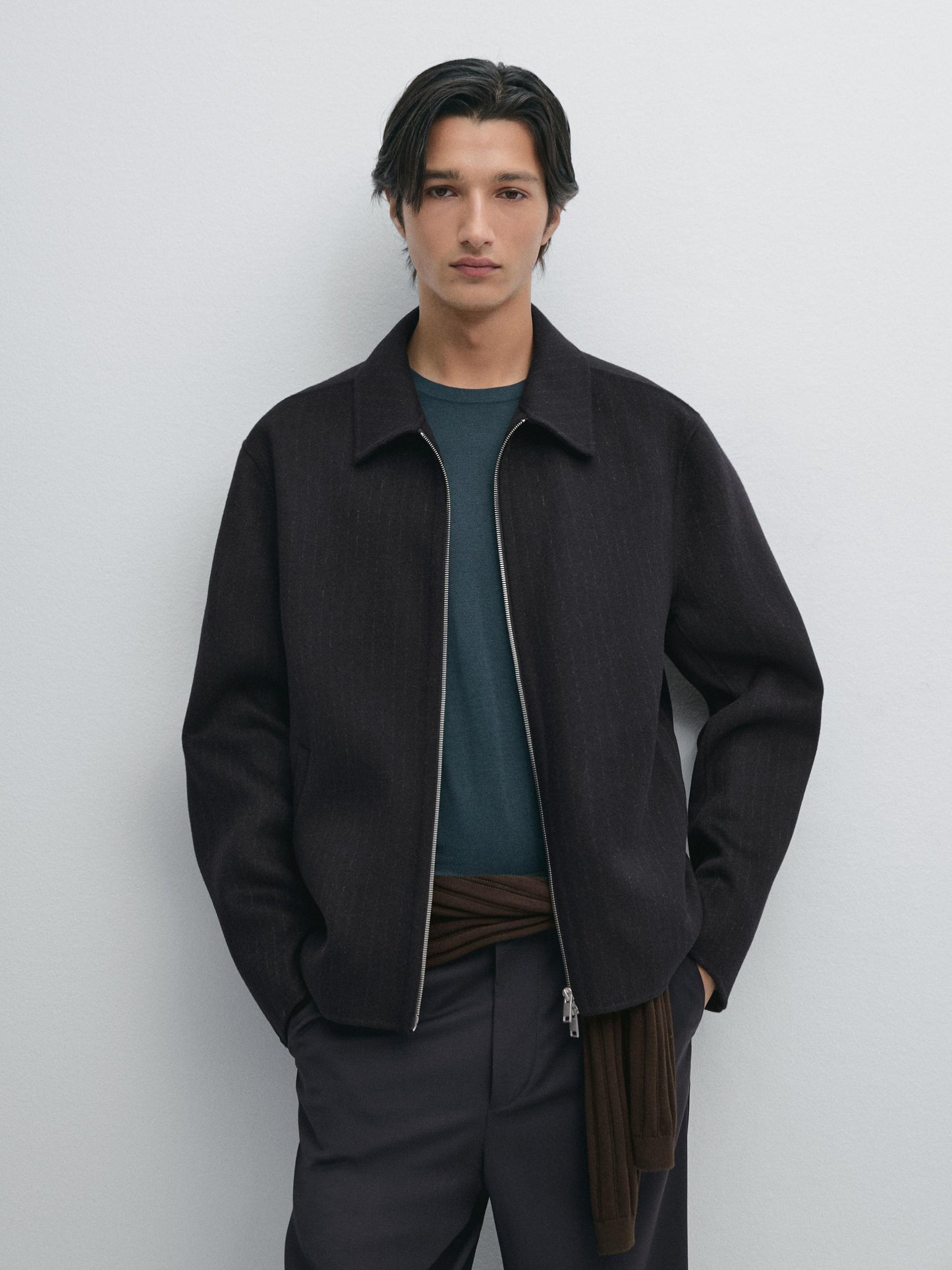 Massimo dutti PINSTRIPE DOUBLE WOOL BLEND JACKET