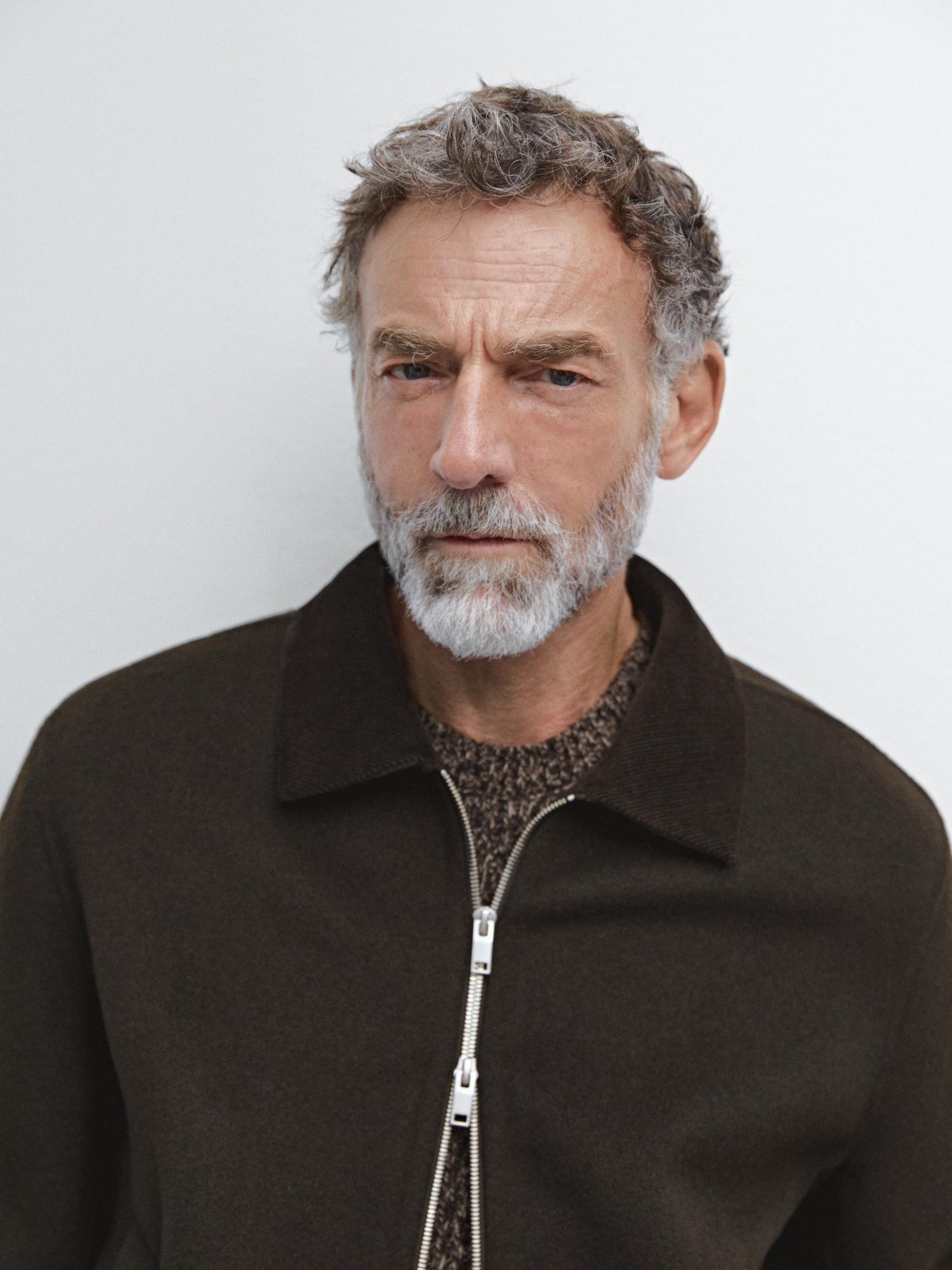 Massimo dutti DOUBLE WOOL BLEND JACKET WITH CORDUROY COLLAR chocolate
