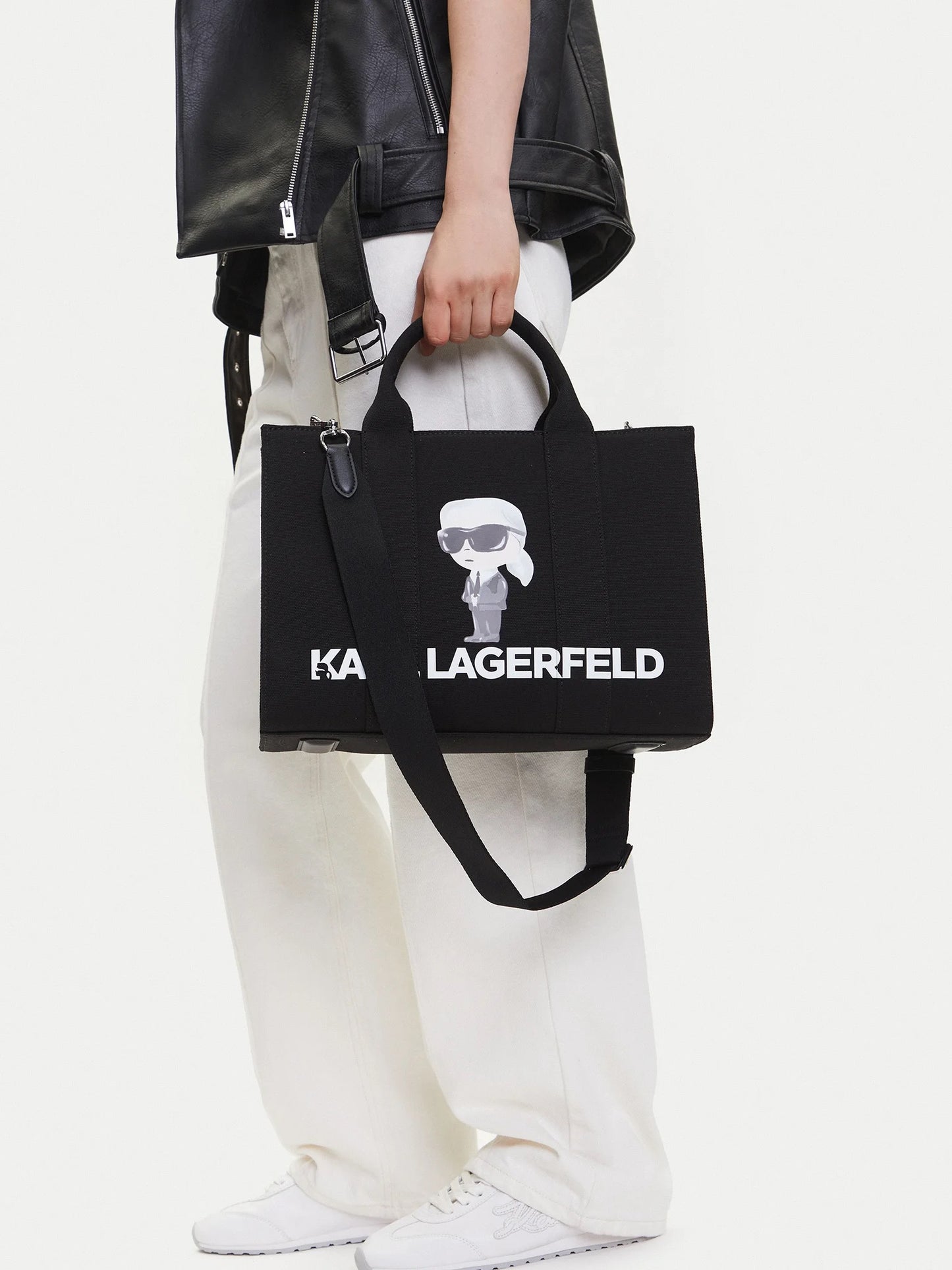 KARL LAGERFELD IKON AQUARELLE CANVAS TOTE BAG