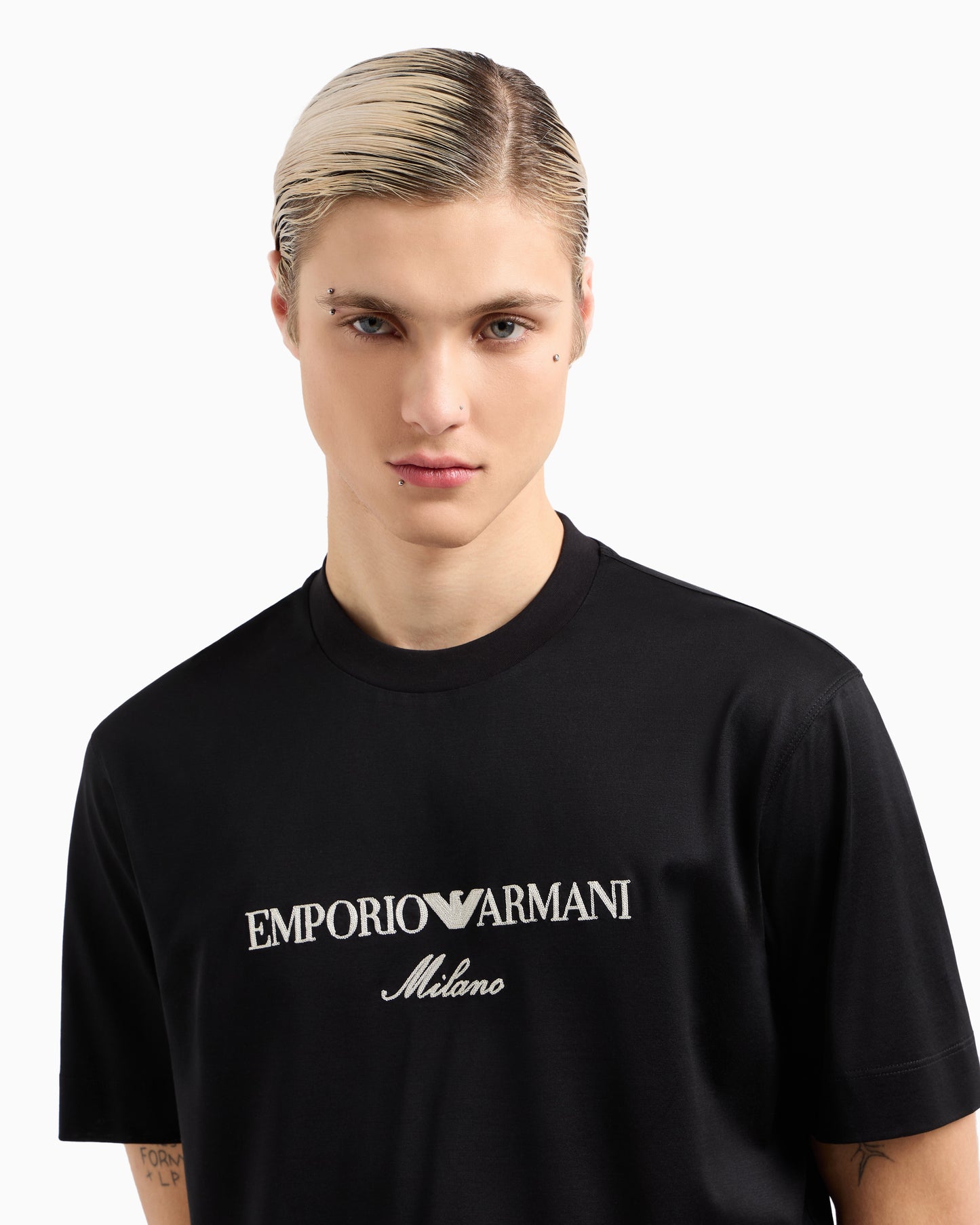 Emporio Armani JERSEY-LYOCELL BLEND T-SHIRT WITH ASV LOGO EMBROIDERY