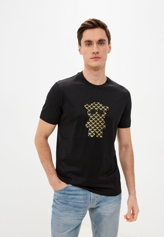 EMPORIO ARMANI Ogo-Bear Crewneck T-Shirt - Black SLIM FIT