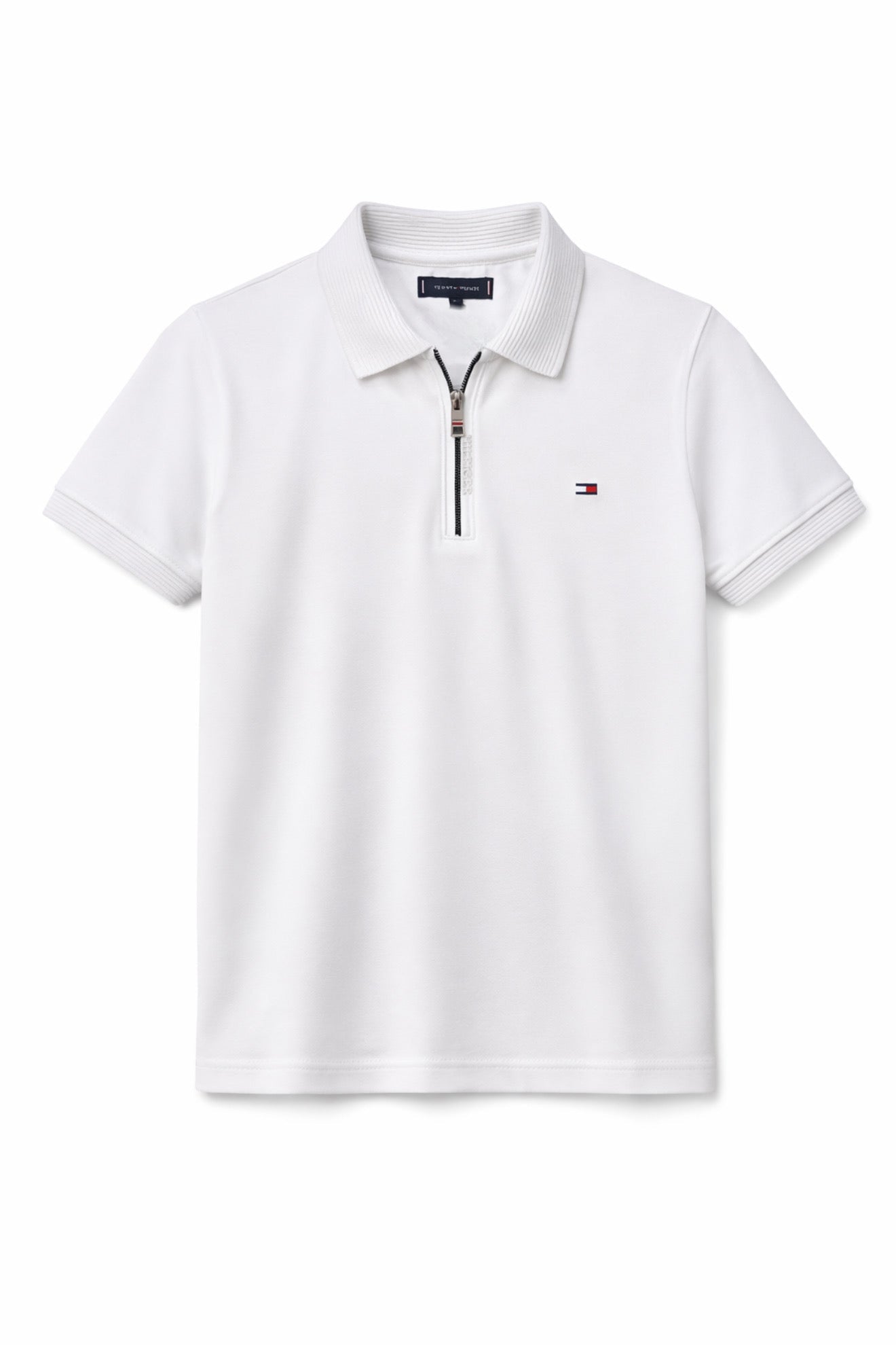 TOMMY HILFIGER  POLO TSHIRT HALF ZIPPER WHITE