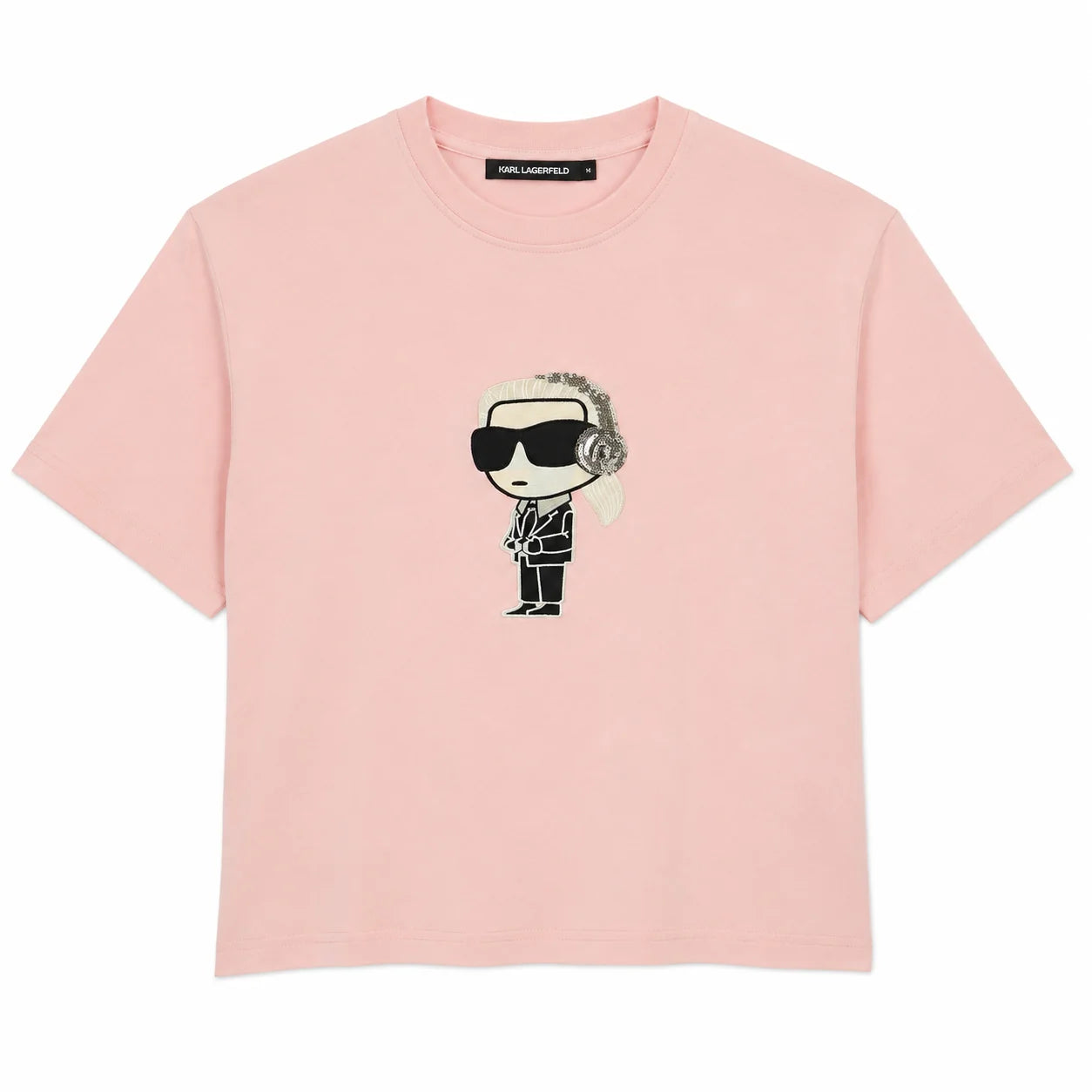 Karl Lagerfeld Women’s Pink Graphic T-Shirt – oversized Fit