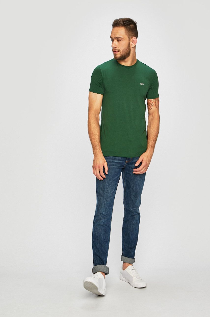 LACOSTE basic tshirt dark green slim fit