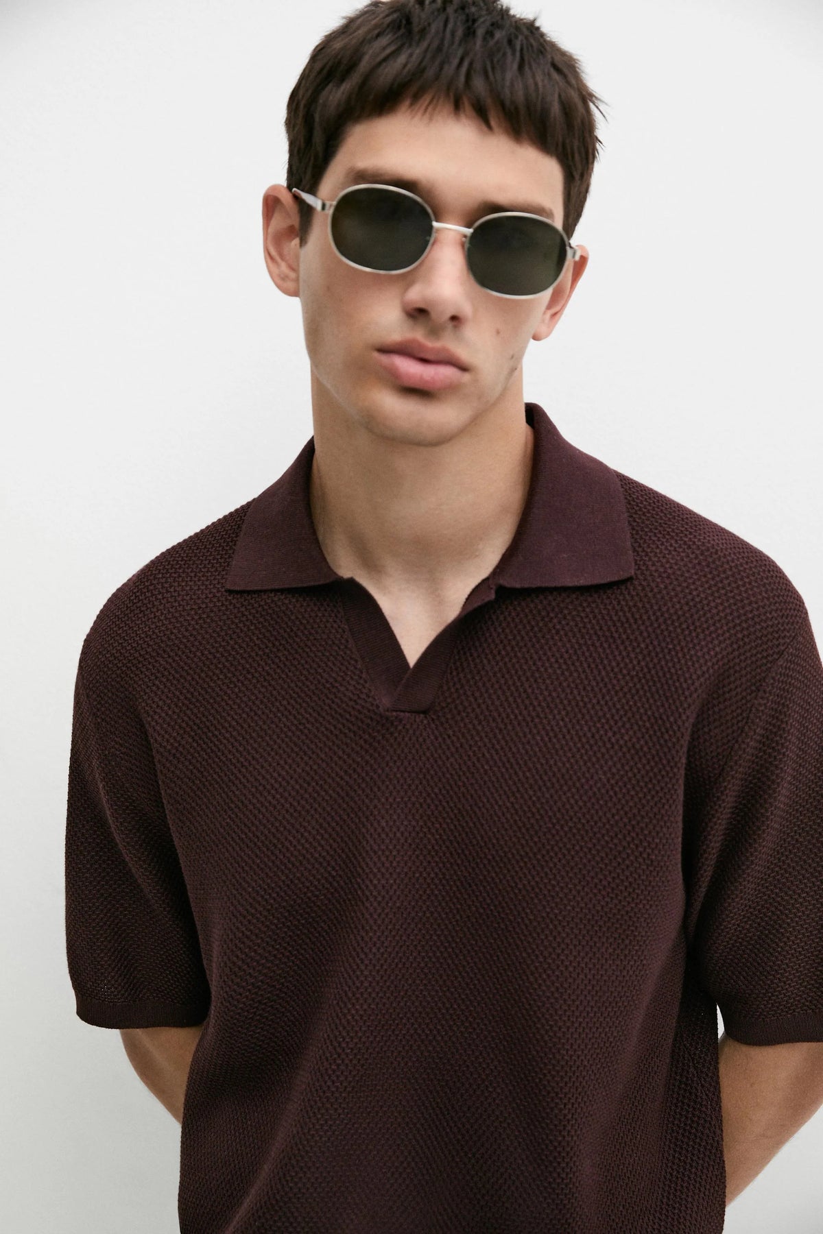 Massimo dutti JACQUARD KNIT POLO SWEATER
