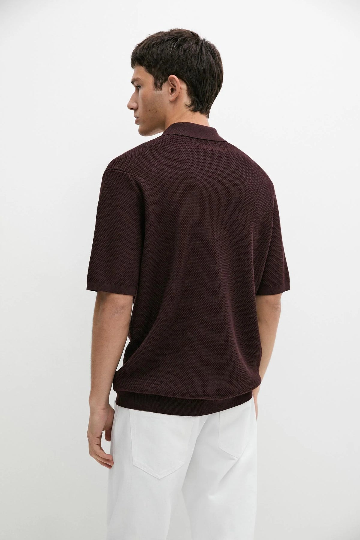 Massimo dutti JACQUARD KNIT POLO SWEATER