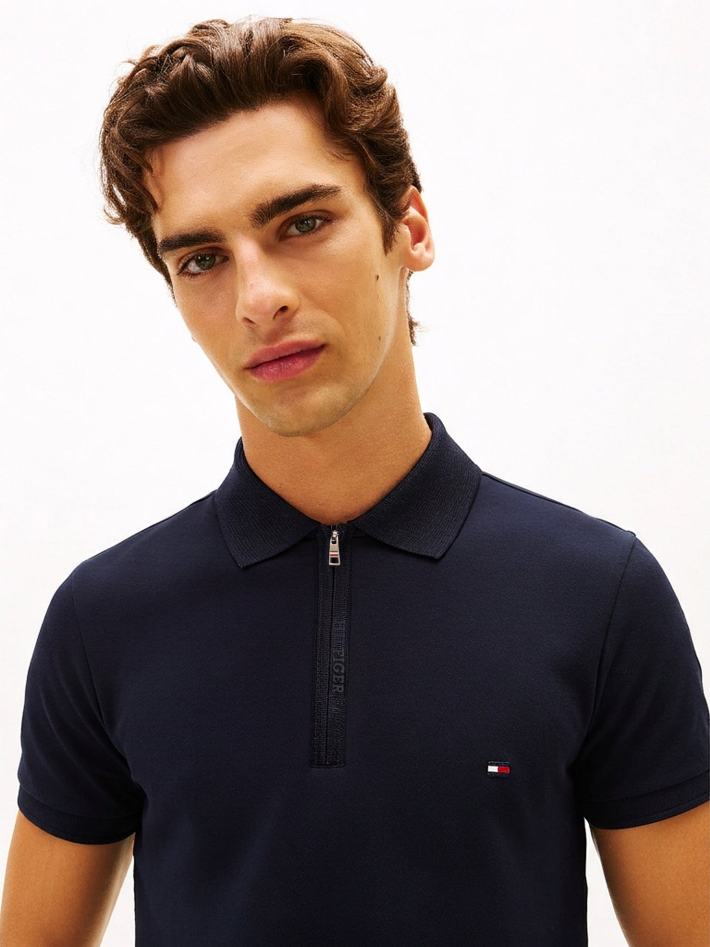 TOMMY HILFIGER POLO TSHIRT HALF ZIPPER MIDNIGHT NAVY