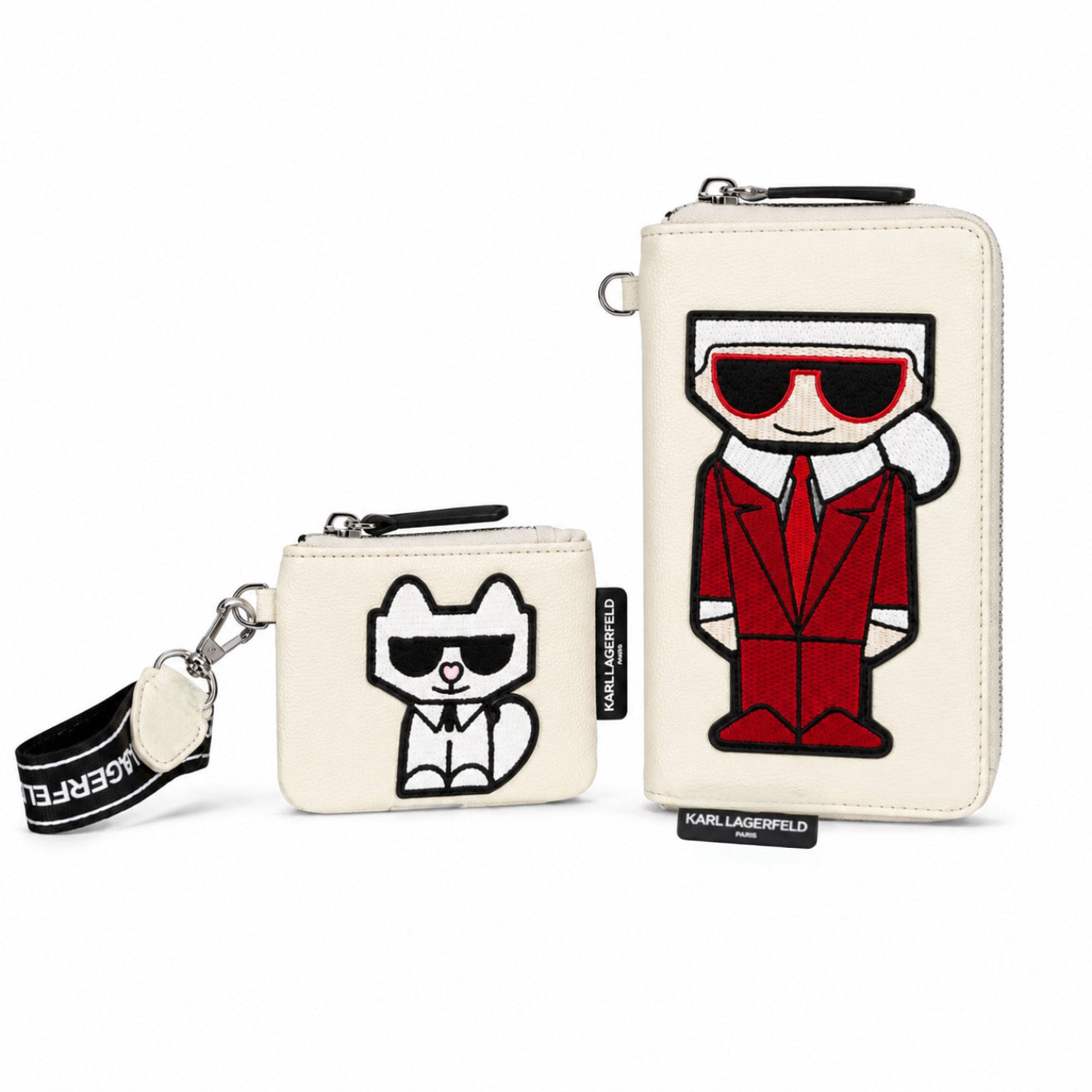 KARL LAGERFELD PARIS KARL AND CHOUPETTE POUCH LANYARD.